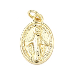 Настоящее золото 18K Латунные подвески, овальный с подвесками милагроза, без свинца и без кадмия, стойки покрытие, долговечный, реальный 18 k позолоченный, 17.5x11.5x2 мм, Перейти кольцо: 5x0.9 мм, 3.2 мм внутренним диаметром