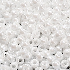 (121) Opaque Luster White Тохо 8/0 круглые бусины, японский бисер, (121) непрозрачный глянец белый, 3 мм, отверстие : 1 мм, Около 1111 шт / 50 г