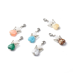 Mixed Color Acrylic Angel Beads Pendant, with 304 Stainless Steel Lobster Claw Clasps and Tibetan Style Alloy Butterfly Beads, Mixed Color, 43~44mm