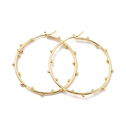 Real 18K Gold Plated Brass Beaded Big Hoop Earrings for Women, Cadmium Free & Nickel Free & Lead Free, Real 18K Gold Plated, 39x2mm, Pin: 0.7mm