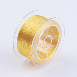 Yellow Flat Elastic Crystal String, Elastic Beading Thread, for Stretch Bracelet Making, Yellow, 0.6mm, about 54.68 yards(50m)/roll
