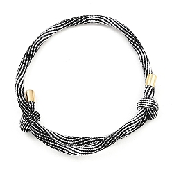 Черный Браслеты из нейлонового шнура, с латунной фурнитурой , золотые, долговечный, стойки покрытие, чёрные, внутренний диаметр: 1-5/8~3-1/8 дюйм (4~8 см)