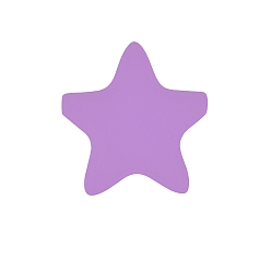 Medium Purple Star Silicone Beads, Chewing Beads For Teethers, DIY Nursing Necklaces Making, Medium Purple, 35x35mm