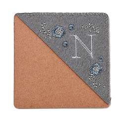Letter N Embroidery Corner Bookmarks, Personalized Hand Embroidered Bookmark, Flower Felt Triangle Corner Page Marker, for Book Reading Lovers Teachers, Square, Letter.N, 95x95mm