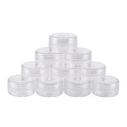 Clear Plastic Bead Containers, Seed Beads Containers, Round, about 3.9cm in diameter, 2.2cm high, Capacity: 10ml(0.34 fl. oz)