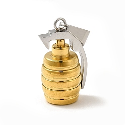 Golden Ion Plating(IP) 304 Stainless Steel Pendants, Grenade Charms, Golden, 25x14x12mm, Hole: 9x4mm