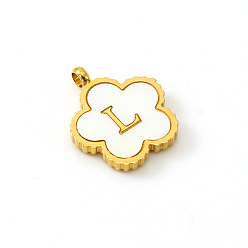 Letter L Подвески-буквы-цветы из нержавеющей стали золотистого тона с паве белого цвета, Письмо L, 13 мм