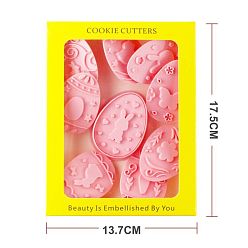 Pink 9шт 9 стили пасхальная тема пластиковые формочки для печенья, формы для печенья, инструменты для выпечки печенья своими руками, форма яйца со смешанными узорами, розовые, 60x43x20 мм, 1 шт / стиль