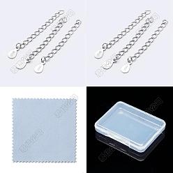 Golden & Silver 10Pcs 2 Colors 925 Sterling Silver End with Extender Chains and Teardrop Charms, with S925 Stamp, 1Sheet Fabric Silver Polishing Cloth, Golden & Silver, 35~40mm, Hole: 1.5mm, 5pcs/color