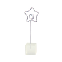 Clear Metal Spiral Memo Clips, with Resin Base, Message Note Photo Stand Holder, for Table Decoration, Star, Clear, 117mm