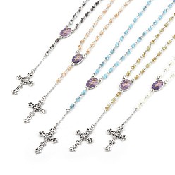 Mixed Color Alloy Pendant Necklaces, with Glass and Metal Findings, Crucifix Cross, For Easter, Mixed Color, 28.14 inch(71.5cm)