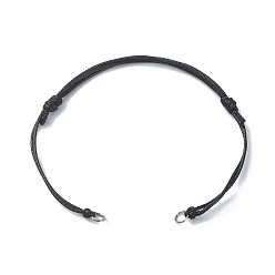 Black Adjustable Eco-Friendly Korean Waxed Polyester Cord Bracelet Making, with 304 Stainless Steel Open Jump Rings, Fit for Connector Charms, Black, 5-1/8~9-1/4 inch(132~235mm), Hole: 3mm