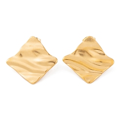 Rhombus Ионное покрытие (ip) 304 серьги-гвоздики из нержавеющей стали для женщин, золотые, ромб, 24.5x25 мм