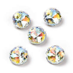 Light Crystal AB Light AB Style K9 Glass Rhinestone Cabochons, Flat Back & Back Plated, Diamond, Light Crystal AB, 10x5.6mm