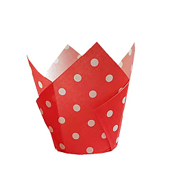 Red Tulip Cupcake Baking Cups, Greaseproof Muffin Liners Holders Baking Wrappers, Polka Dot Pattern, Red, 50x80mm