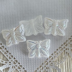 Clear AB Opaque Czech Glass Beads, Butterfly, Clear AB, 15x12mm