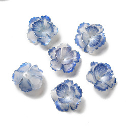 Royal Blue Flower Bead Cap, for DIY Jewelry Making, Royal Blue, 25~27x11~13mm, Hole: 1~1.4mm