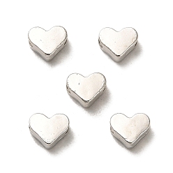 Platinum CCB Plastic Beads, Heart, Platinum, 5.5x7x3.5mm, Hole: 1.8mm