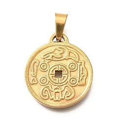 Золотой 201 подвески из нержавеющей стали, амулет-монета, ионное покрытие (ip), золотые, 23x20x2.5 мм, отверстие : 7.5x3.5 мм