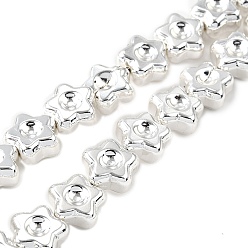с Покрытием Серебра Стеклянные бусины с гальваническим покрытием , звезда, полное покрытие, со серебряным покрытием, 11x11x5.5 мм, отверстие : 0.8 мм, около 44 шт / нитка, 17.56'' (44.6 см)
