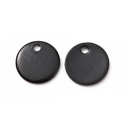 Черный 304 подвески из нержавеющей стали, гладкая поверхность заготовки для штамповки бирки, плоско-круглые, ионное покрытие (ip), электрофорез черный, 8x1 мм, отверстие : 1.2 мм