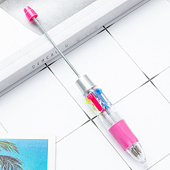 Hot Pink Plastic Ball-Point Pen, Beadable Pen, for DIY Personalized Pen with Jewelry Beads, Hot Pink, 149x14mm