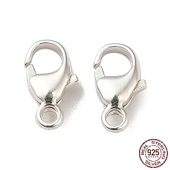 Silver 925 Sterling Silver Lobster Claw Clasps, Oval, Silver, 8x4x2mm, Hole: 1.2mm