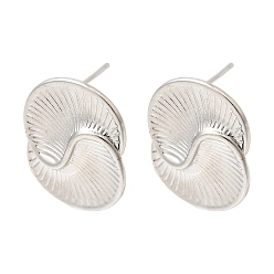 Платина Изогнутые латунные серьги-гвоздики, долговечный, стойки покрытие, без свинца и без кадмия, платина, 22x17.5 мм