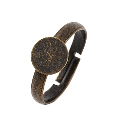 Античная Бронза Латуни баз площадку кольцо, без свинца, без кадмия и без никеля , регулируемый, античная бронза, 3x14 мм, размер США 3 (14 мм)