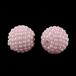 Pink Imitation Pearl Acrylic Round Beads, Pink, 10mm, Hole: 2~2.5mm