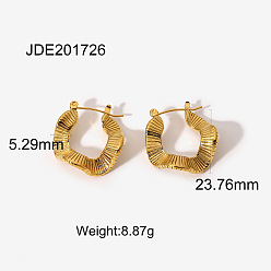 JDE201726 Chic Titanium Steel Wave-shaped Earrings with 18K Gold Plating for Women