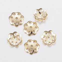 Golden 304 Stainless Steel Bead Caps, Flower, Golden, 6x1mm, Hole: 1mm