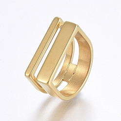 Golden Hollow 304 Stainless Steel Finger Rings, Letter D, Golden, Size 8, 18mm