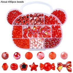 Красный Наборы круглых браслетов из акрилового бисера своими руками, красные, 6 мм, отверстие : 1 мм, 7 цветов, 25 шт / цвет, 175 шт