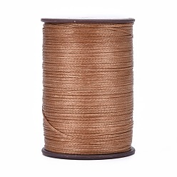 Sienna Flat Waxed Thread String, Micro Macrame Cord, for Leather Sewing Stitching, Sienna, 0.8mm, about 109.36 yards(100m)/roll