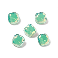 Pacific Opal Light AB Style Eletroplate K9 Glass Rhinestone Cabochons, Pointed Back & Back Plated, Faceted, Square, Pacific Opal, 8x8x4mm