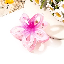 Pearl Pink Hollowe Flower Plastic Claw Hair Clips, Hair Accessories for Girls Women, Pearl Pink, 75x80x40mm