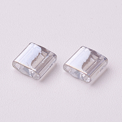 (TL1881) Прозрачный Серебристо-серый Золотой Блеск Миюки тила бусины, японский бисер, 2-луночное, (тл 1881) прозрачный серебряный серый золотой блеск, 5x5x1.9 мм, отверстие : 0.8 мм, Около 118 шт / 10 г