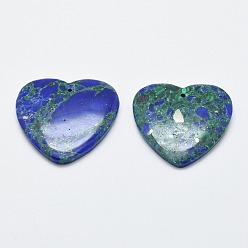 Mixed Stone Lapis Lazuli Pendant, with Malachite, Heart, 37~38x38~39.5x6mm, Hole: 1mm
