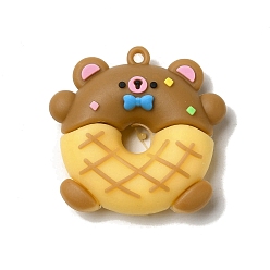 Bear Donut PVC Plastic Cartoon Pendants, for DIY Keychain Making, Bear, 41x43x13mm, Hole: 3mm