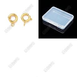 Plaqué 24K Or Véritable 12pcs fermoirs à ressort en laiton, plaqué longue durée, sans plomb et sans cadmium, crémaillère plaquage, réel 24 k plaqué or, 9.5x7.5x2.5mm, Trou: 1.2mm