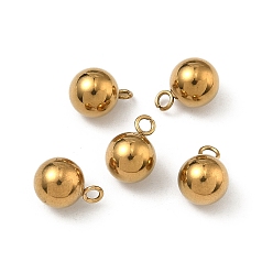 Настоящее золото 18K 304 подвески из нержавеющей стали, круглый шарм, ионное покрытие (ip), долговечный, стойки покрытие, реальный 18 k позолоченный, 9.5x7 мм, отверстие : 1.7 мм