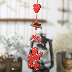 Angel & Fairy Wood Pendant Decoration, Christmas Tree Hanging Ornaments, for Party Gift Home Decoration, Angel & Fairy, 260x70mm,angel: 71x53x5mm