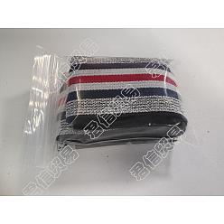 Colorful Polyester Elastic Ribbon, with Stripe Pattern, Flat, Colorful, 40mm, about 10.00 Yards(9.14m)/Bag