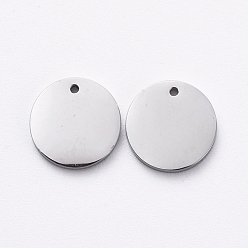 Stainless Steel Color 304 Stainless Steel Stamping Blank Tag Charms, Manual Polishing, Flat Round, Stainless Steel Color, 8x1mm, Hole: 0.7mm