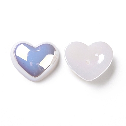 White ABS Plastic Imitation Pearl, AB Color Plated, Heart, White, 17x20x6.5mm, Hole: 1.4mm