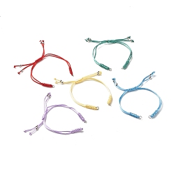 Mixed Color Adjustable Nylon Braided Cord Bracelet Making Accessories, with Brass Beads and 304 Stainless Steel Jump Rings, Mixed Color, 9-5/8 inch(24.5cm)