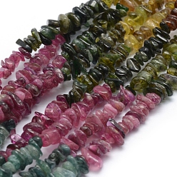 Tourmaline Natural Tourmaline Beads Strands, Grade A, Chip, 5~7mm, Hole: 0.8mm, about 16 inch(40.6cm)