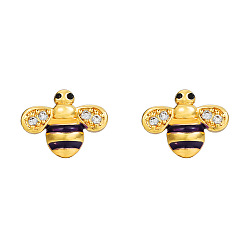 ZJ7824 Copper-studded zircon earrings for women dripping oil rainbow flower lips bee niche design fashion earrings