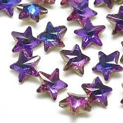 Глубокий Фиолетовый Сделай сам указал назад k 9 стеклянные кабошоны со стразами, случайное цветное покрытие, граненые, звезда, фиолетовый синий, 5.5x6x3 мм